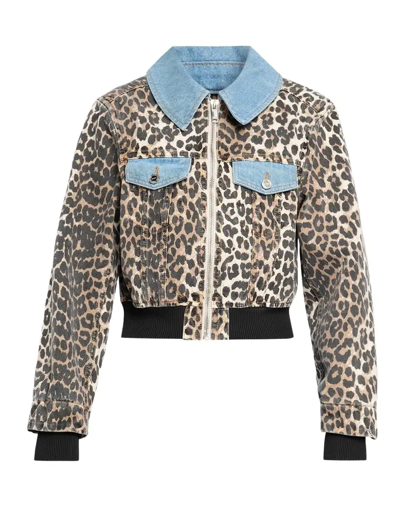 Leopard Print Denim Bomber Jacket Leopard Print Denim Bomber Jacket