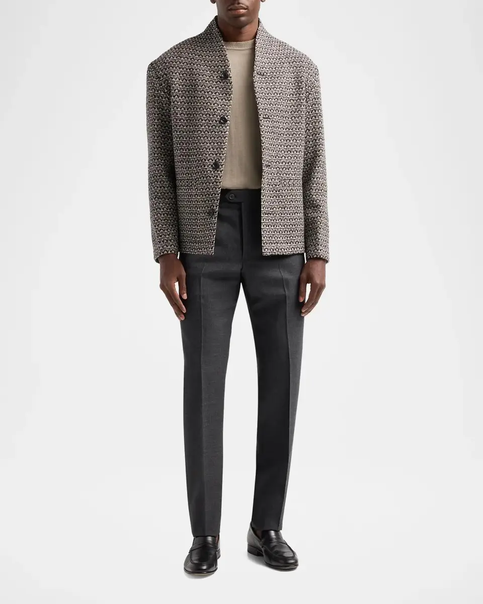 Emporio Armani Men's Textured Wool Trousers | Thumbnail 2 Emporio Armani Men's Textured Wool Trousers | Thumbnail 2