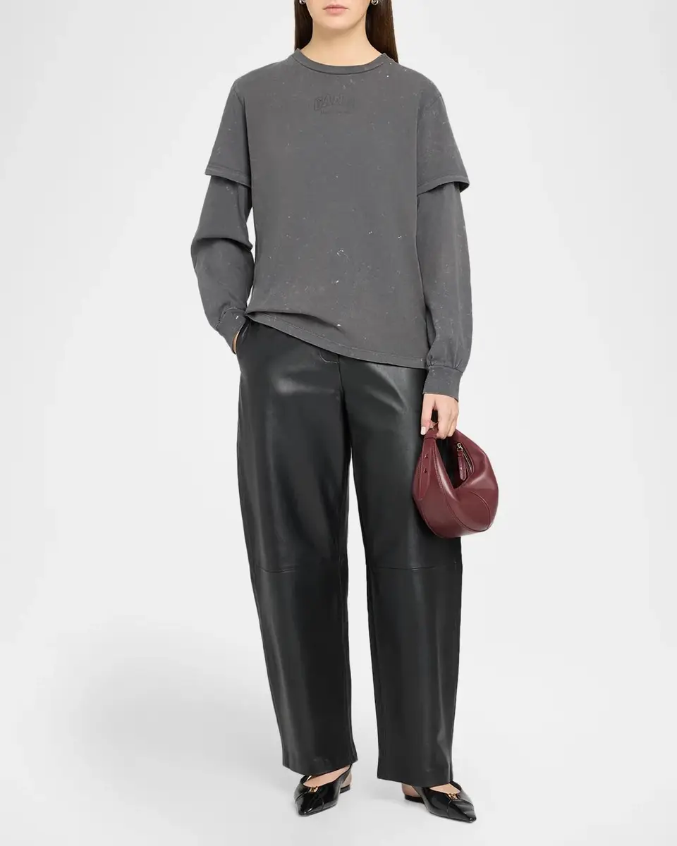 Ganni Heavy Jersey Double Sleeve Cotton Top | Thumbnail 2 Ganni Heavy Jersey Double Sleeve Cotton Top | Thumbnail 2