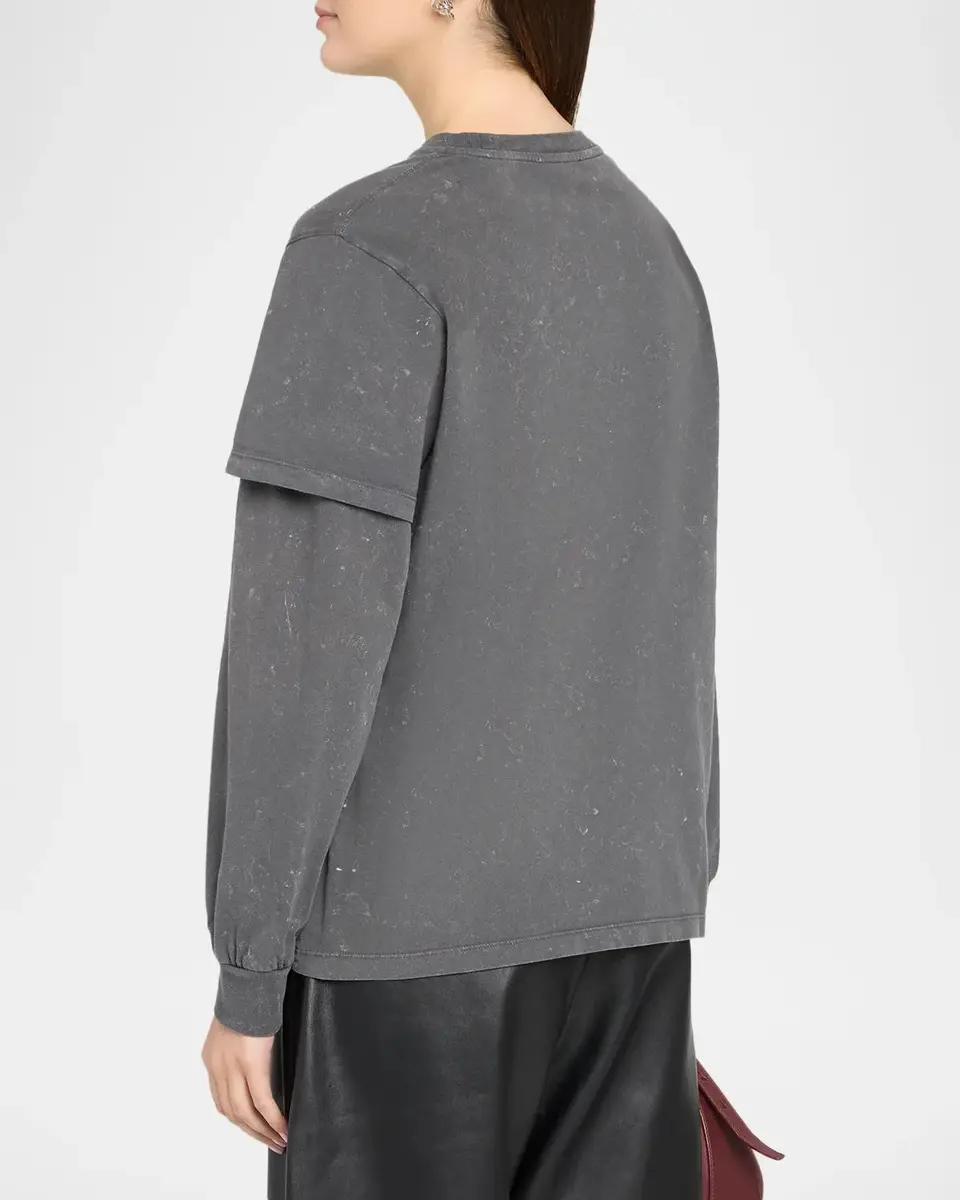Ganni Heavy Jersey Double Sleeve Cotton Top | Thumbnail 3 Ganni Heavy Jersey Double Sleeve Cotton Top | Thumbnail 3