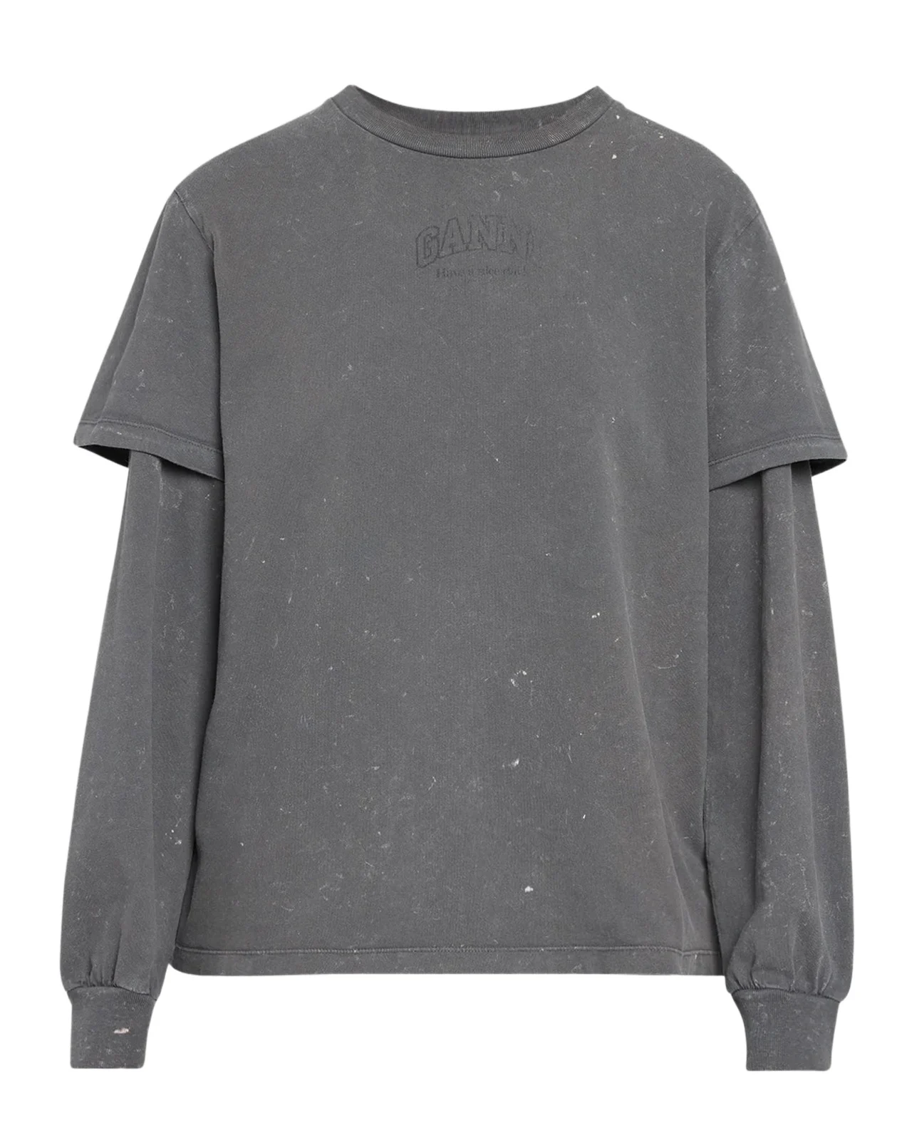 Ganni Heavy Jersey Double Sleeve Cotton Top