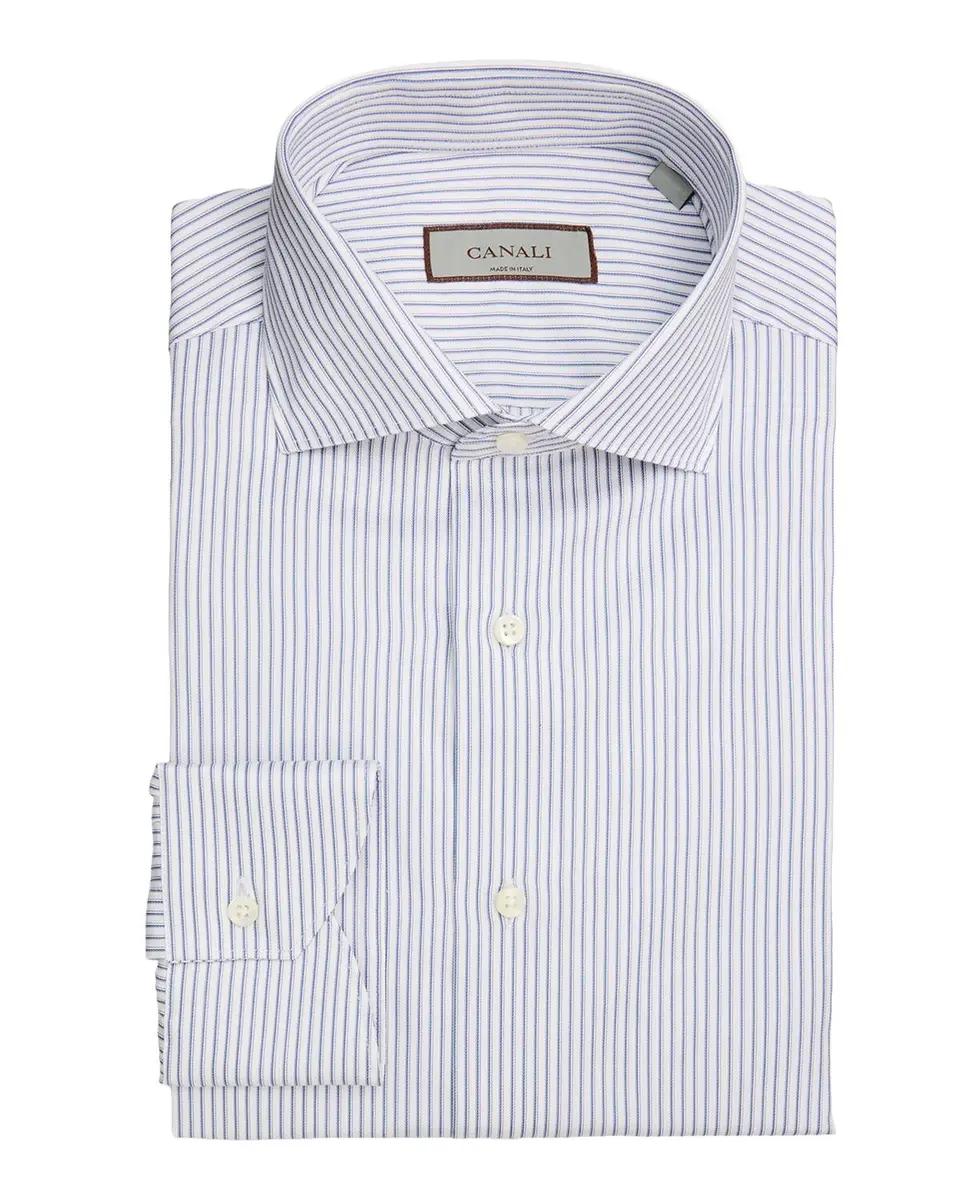 Canali Men's Striped Cotton Dress Shirt | Thumbnail 3 Canali Men's Striped Cotton Dress Shirt | Thumbnail 3