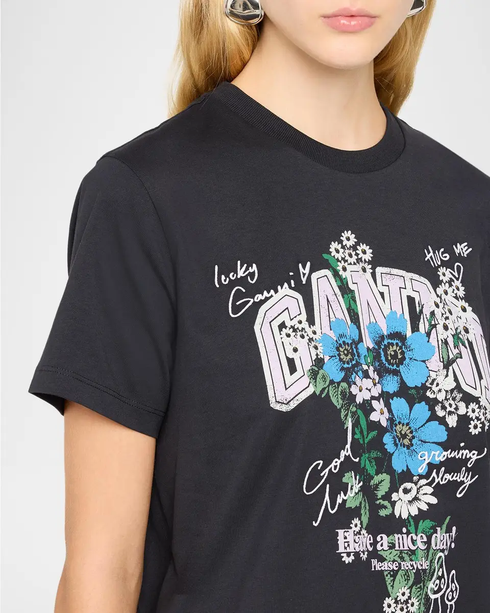 Ganni Flower Print Relaxed Crewneck T-Shirt | Thumbnail 5 Ganni Flower Print Relaxed Crewneck T-Shirt | Thumbnail 5