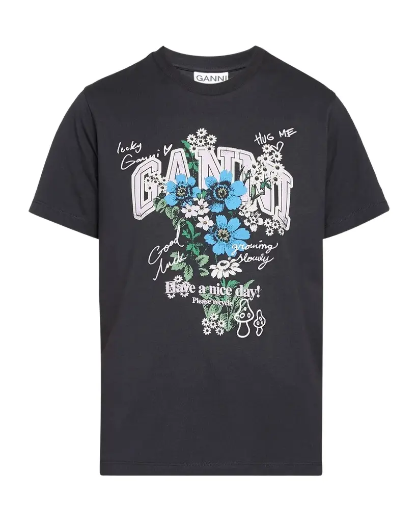 Flower Print Relaxed Crewneck T-Shirt
