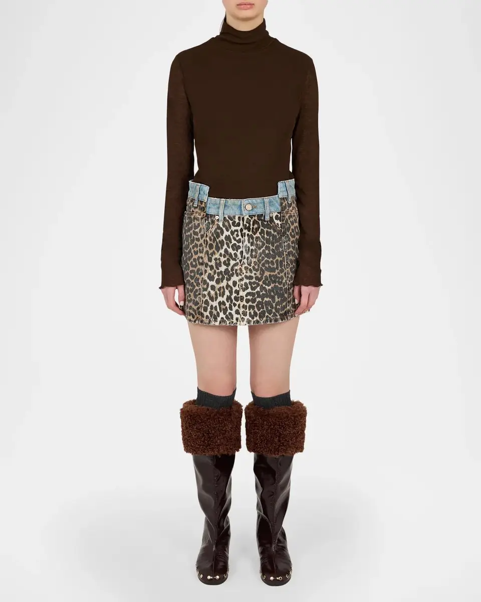 Ganni Printed Denim Fold Mini Skirt | Thumbnail 2 Ganni Printed Denim Fold Mini Skirt | Thumbnail 2