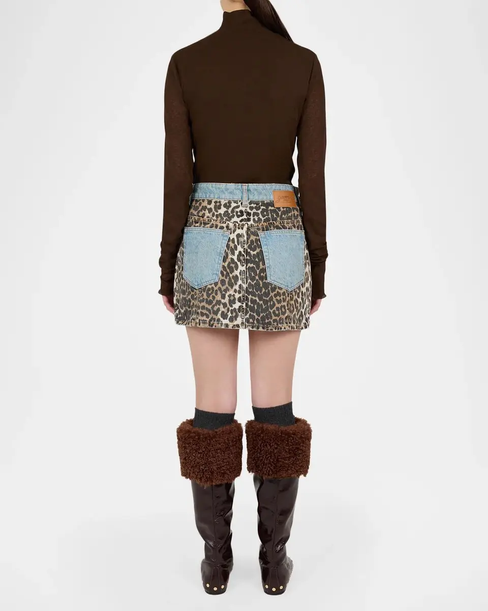 Ganni Printed Denim Fold Mini Skirt | Thumbnail 3 Ganni Printed Denim Fold Mini Skirt | Thumbnail 3