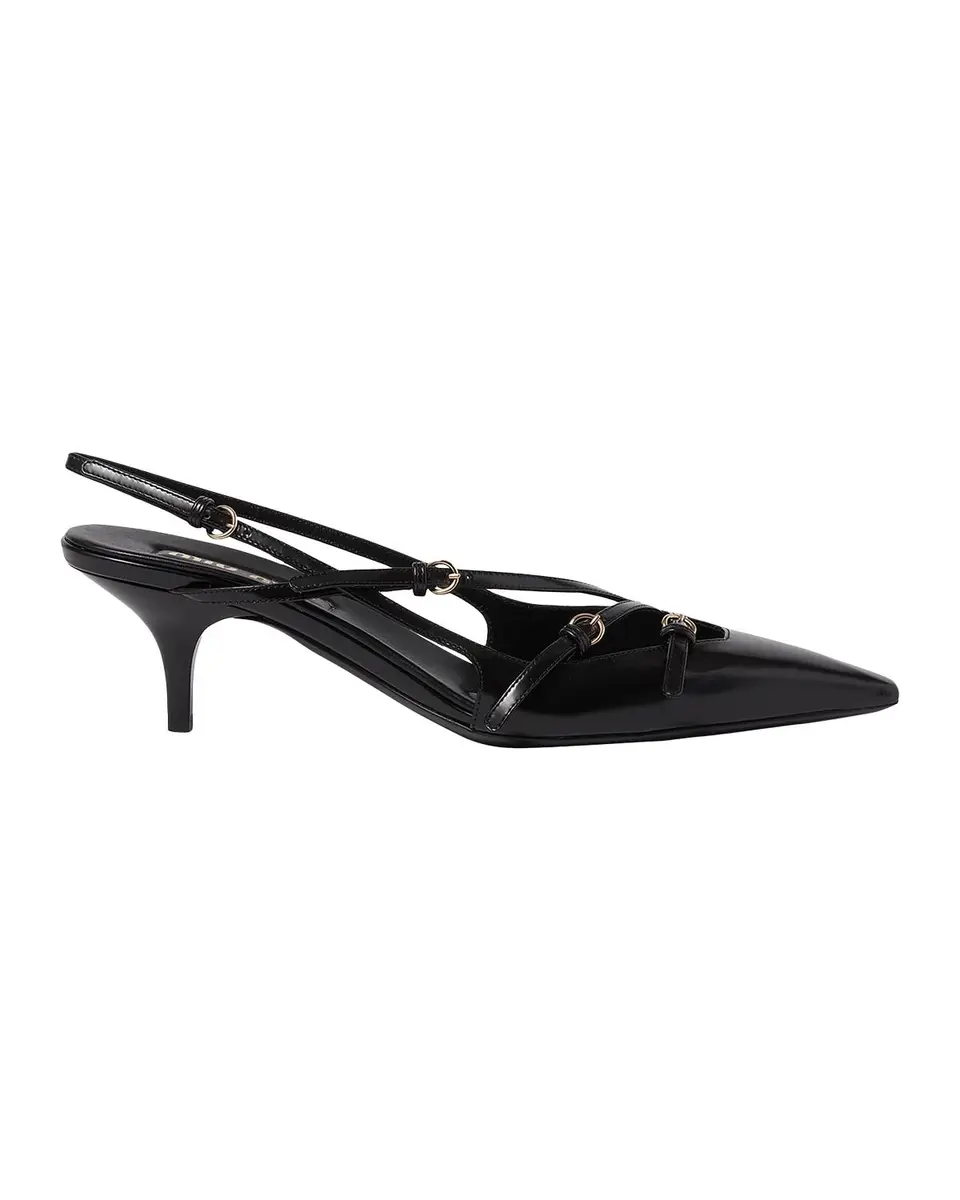 Miu Miu Multi-Buckle 55MM Leather Slingback Pumps | Thumbnail 3