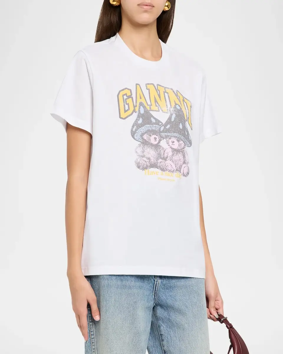 Ganni Teddy Mushrooms Relaxed Crewneck T-Shirt | Thumbnail 4 Ganni Teddy Mushrooms Relaxed Crewneck T-Shirt | Thumbnail 4