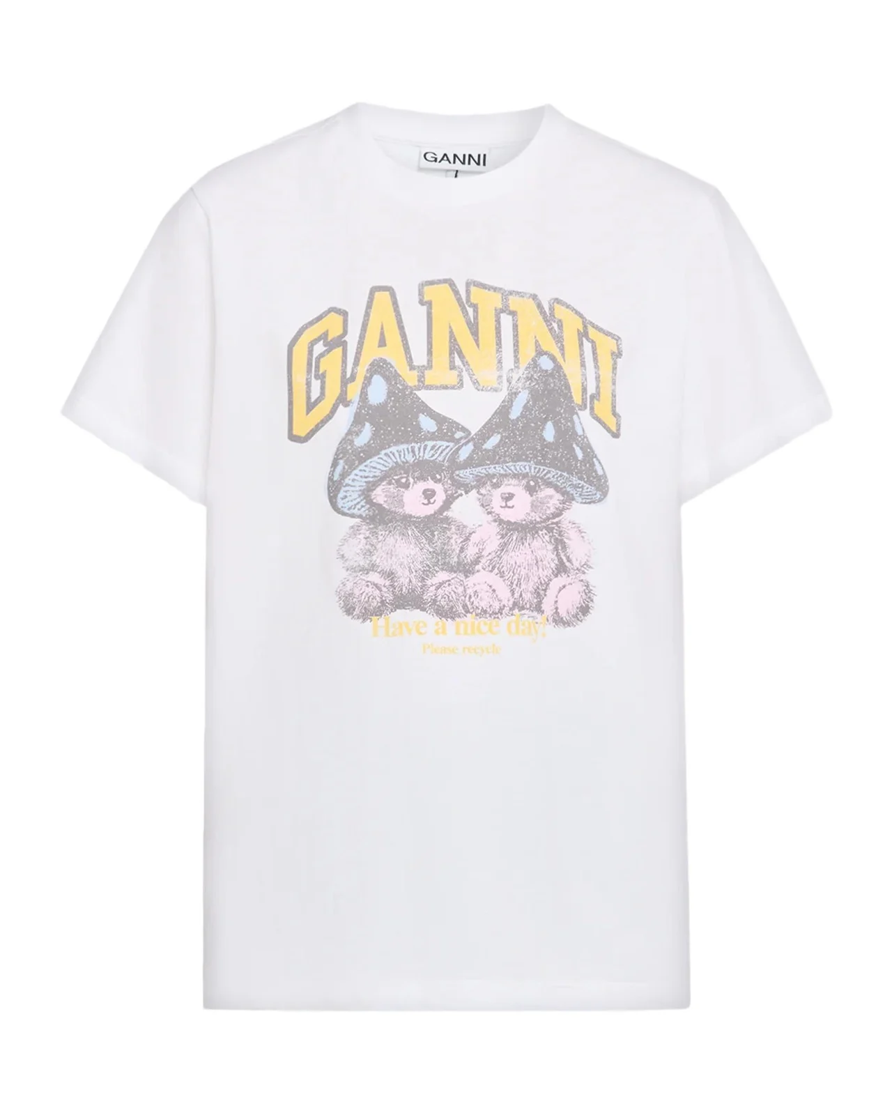 Ganni Teddy Mushrooms Relaxed Crewneck T-Shirt