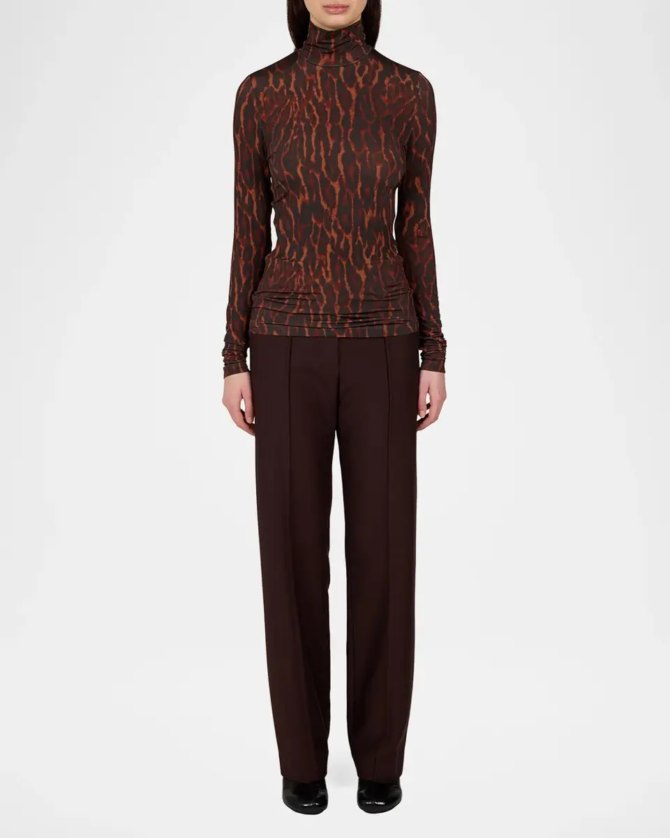 Ganni Printed Shiny Jersey Turtleneck Top | Thumbnail 2