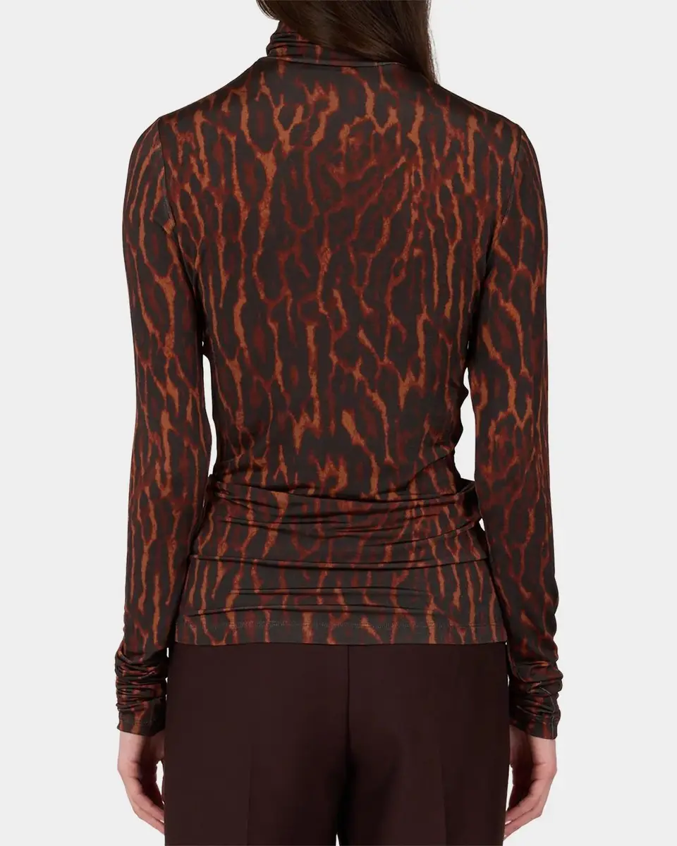 Ganni Printed Shiny Jersey Turtleneck Top | Thumbnail 3