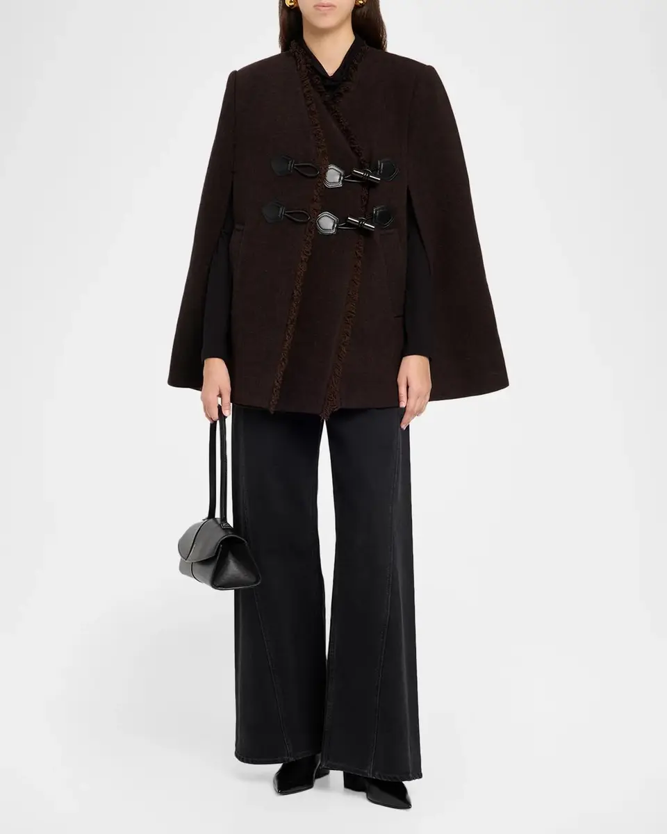 Ganni Wool-Blend Blanket Cape Peacoat | Thumbnail 2 Ganni Wool-Blend Blanket Cape Peacoat | Thumbnail 2