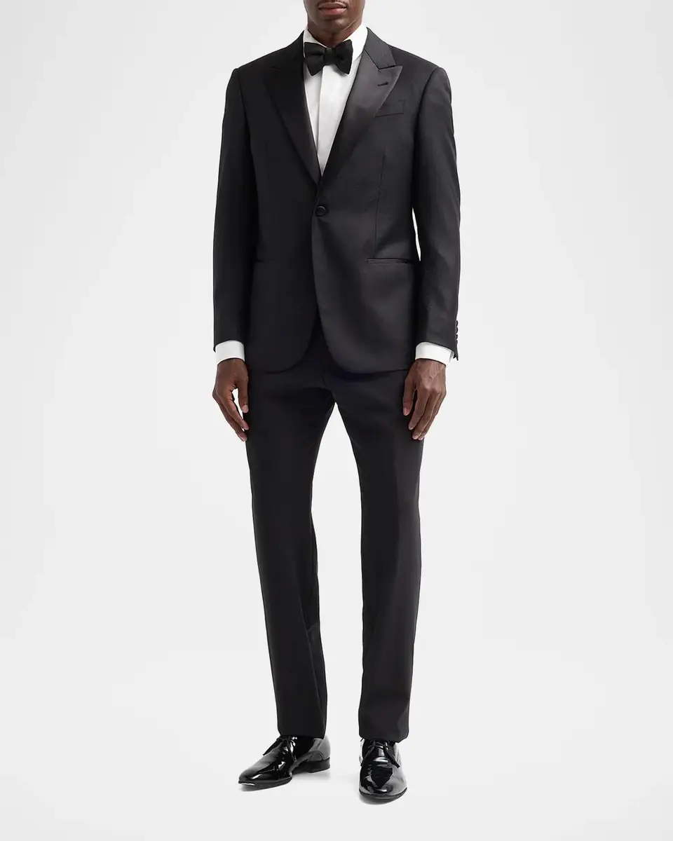Emporio Armani Men's Textured Chevron Wool Dinner Jacket | Thumbnail 2