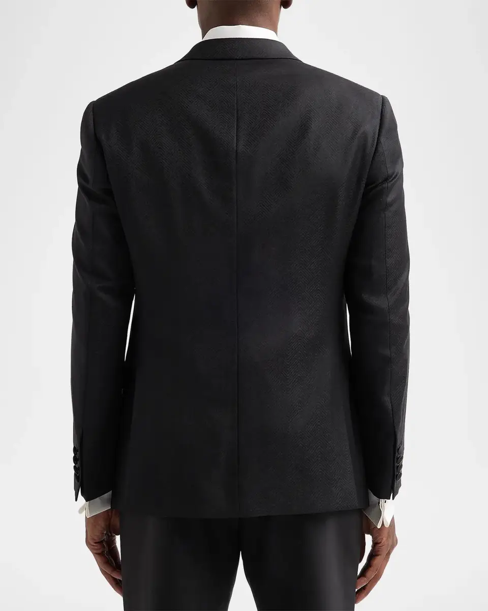 Emporio Armani Men's Textured Chevron Wool Dinner Jacket | Thumbnail 3