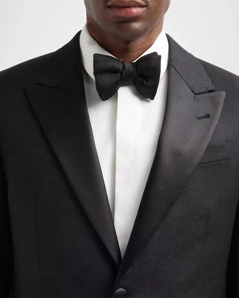 Emporio Armani Men's Textured Chevron Wool Dinner Jacket | Thumbnail 5