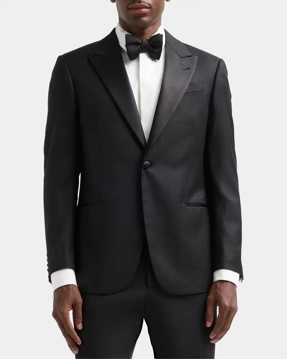Emporio Armani Men's Textured Chevron Wool Dinner Jacket | Thumbnail 7