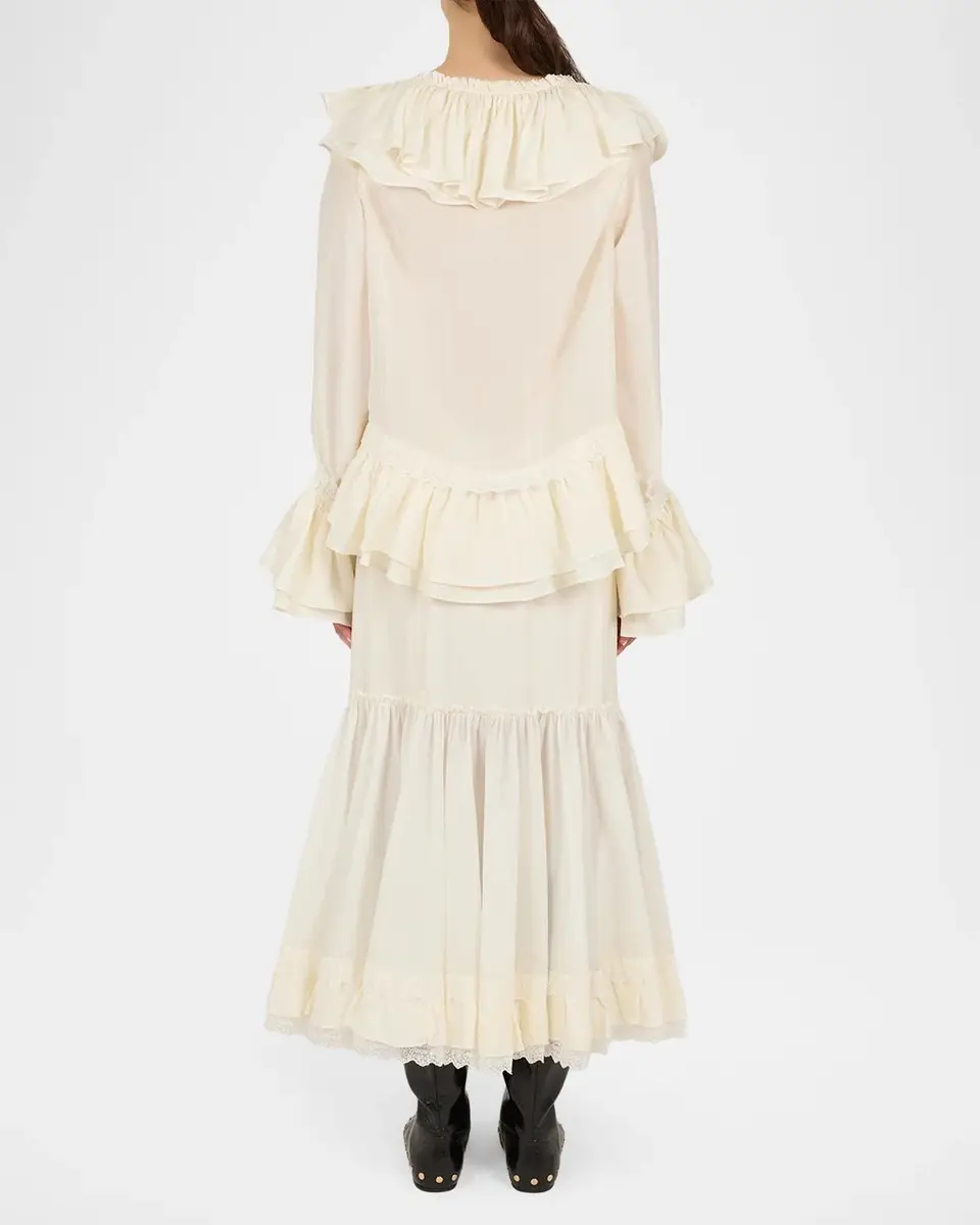 Ganni Ruffled Silk-Blend Blouse | Thumbnail 3