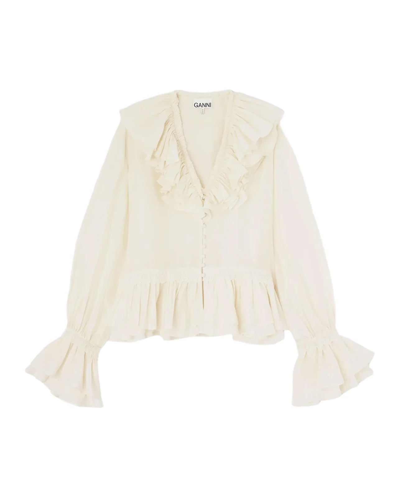 Ruffled Silk-Blend Blouse