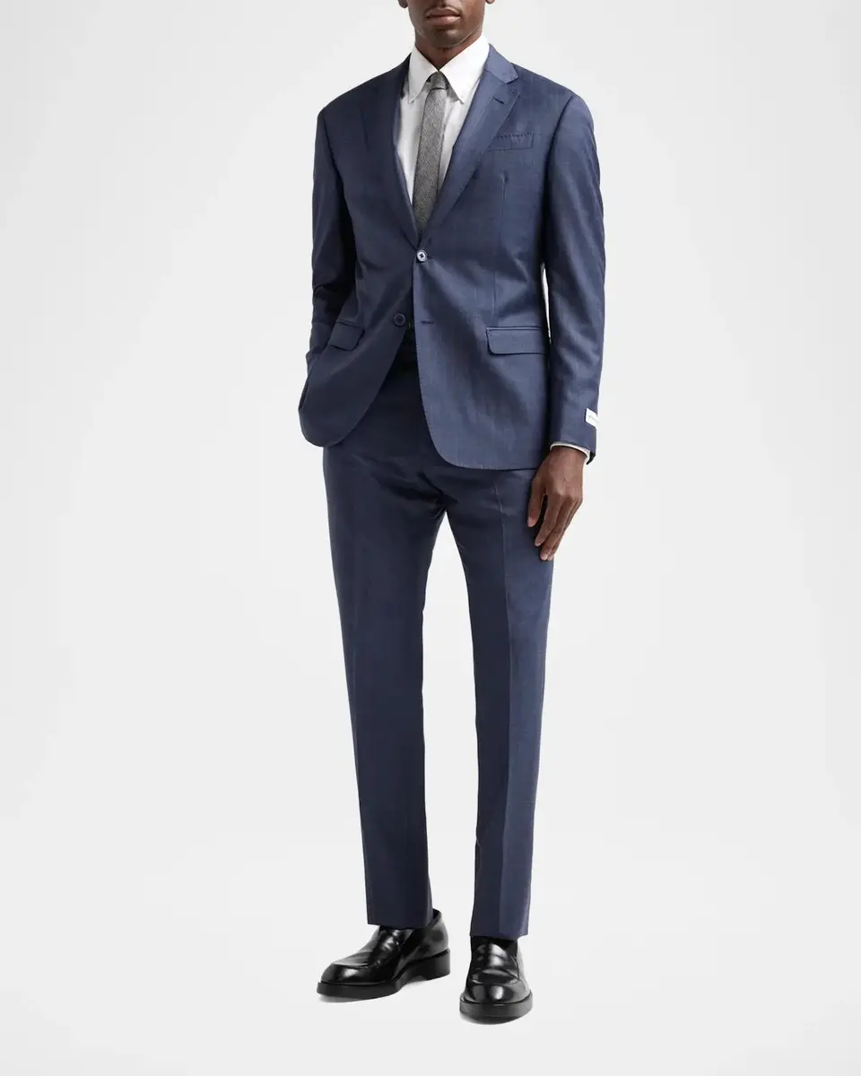 Emporio Armani Men's Contrast Plaid Wool Single-Breasted Suit | Thumbnail 2 Emporio Armani Men's Contrast Plaid Wool Single-Breasted Suit | Thumbnail 2