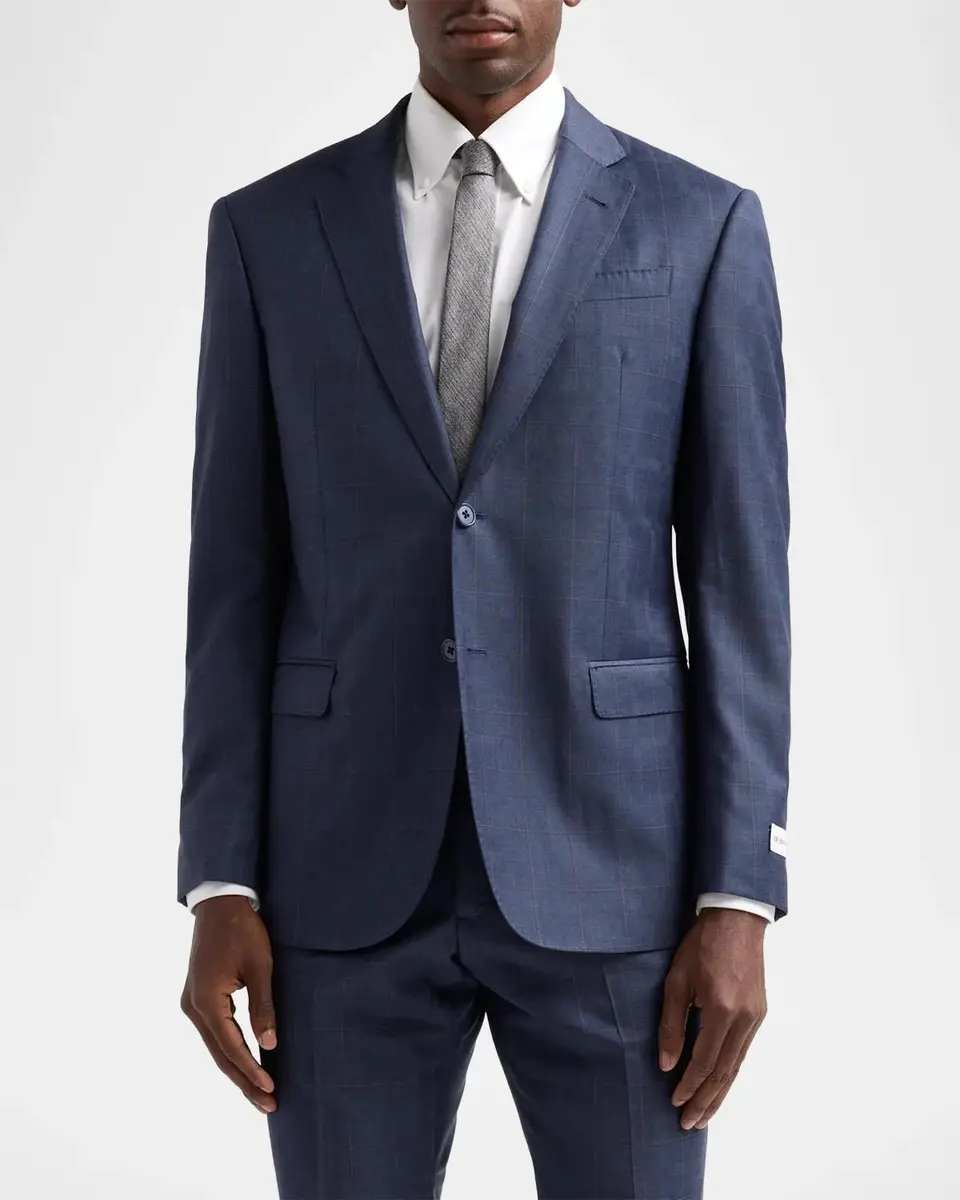 Emporio Armani Men's Contrast Plaid Wool Single-Breasted Suit | Thumbnail 4 Emporio Armani Men's Contrast Plaid Wool Single-Breasted Suit | Thumbnail 4