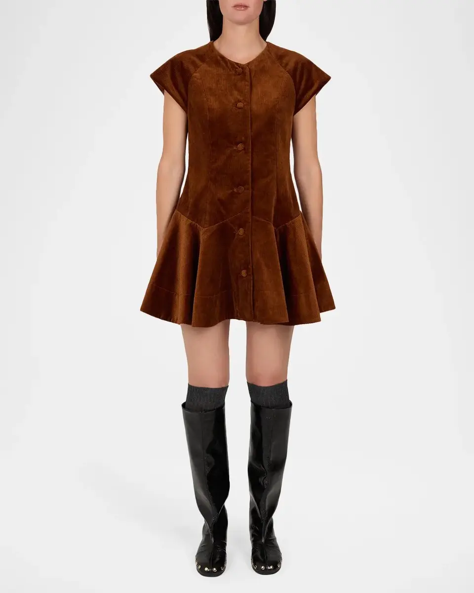 Ganni Corduroy Button-Front Mini Dress | Thumbnail 2 Ganni Corduroy Button-Front Mini Dress | Thumbnail 2
