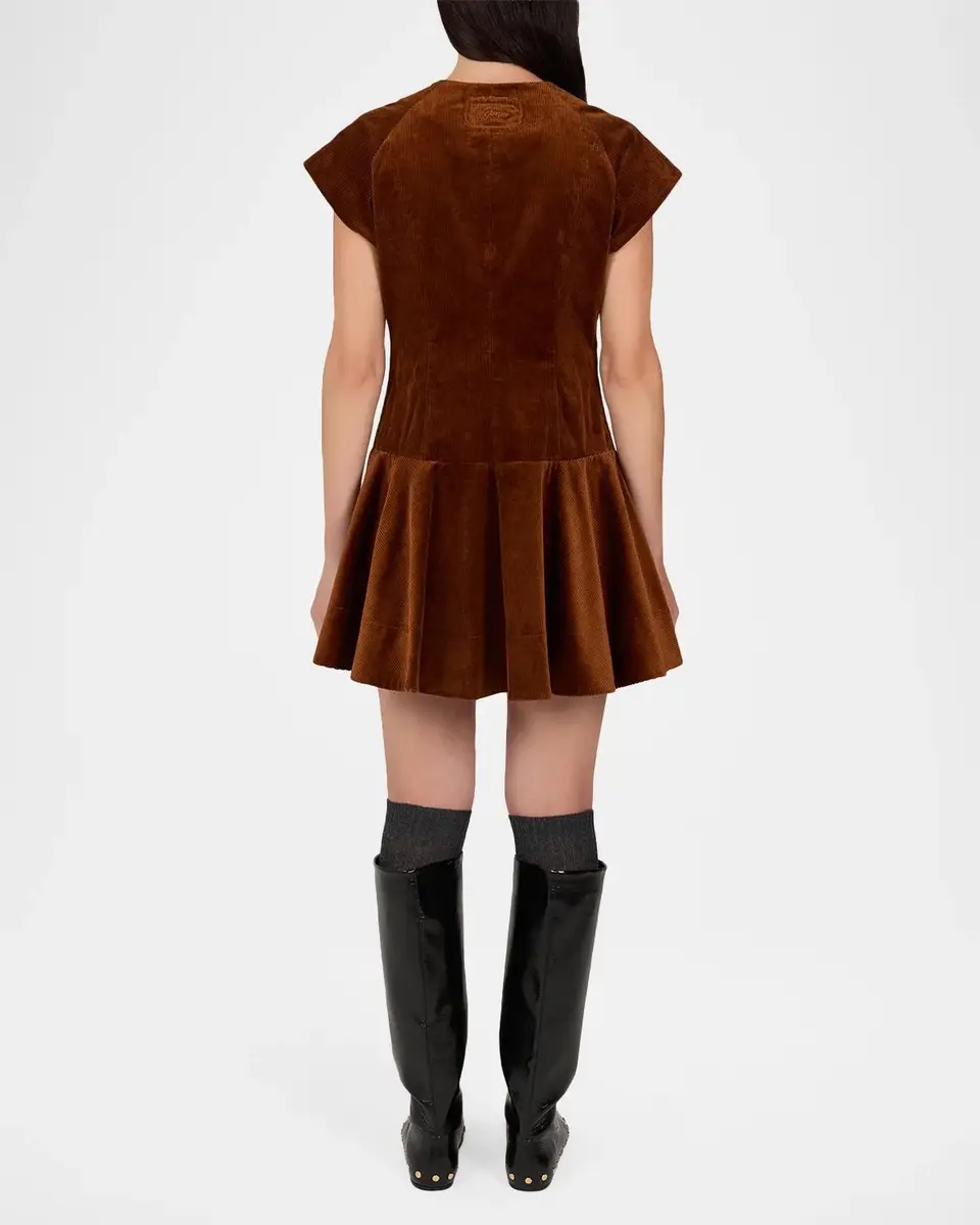 Ganni Corduroy Button-Front Mini Dress | Thumbnail 3 Ganni Corduroy Button-Front Mini Dress | Thumbnail 3