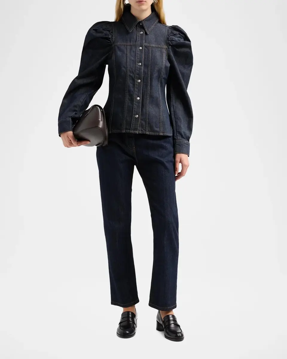 Ganni Slub Denim Shirt | Thumbnail 2 Ganni Slub Denim Shirt | Thumbnail 2