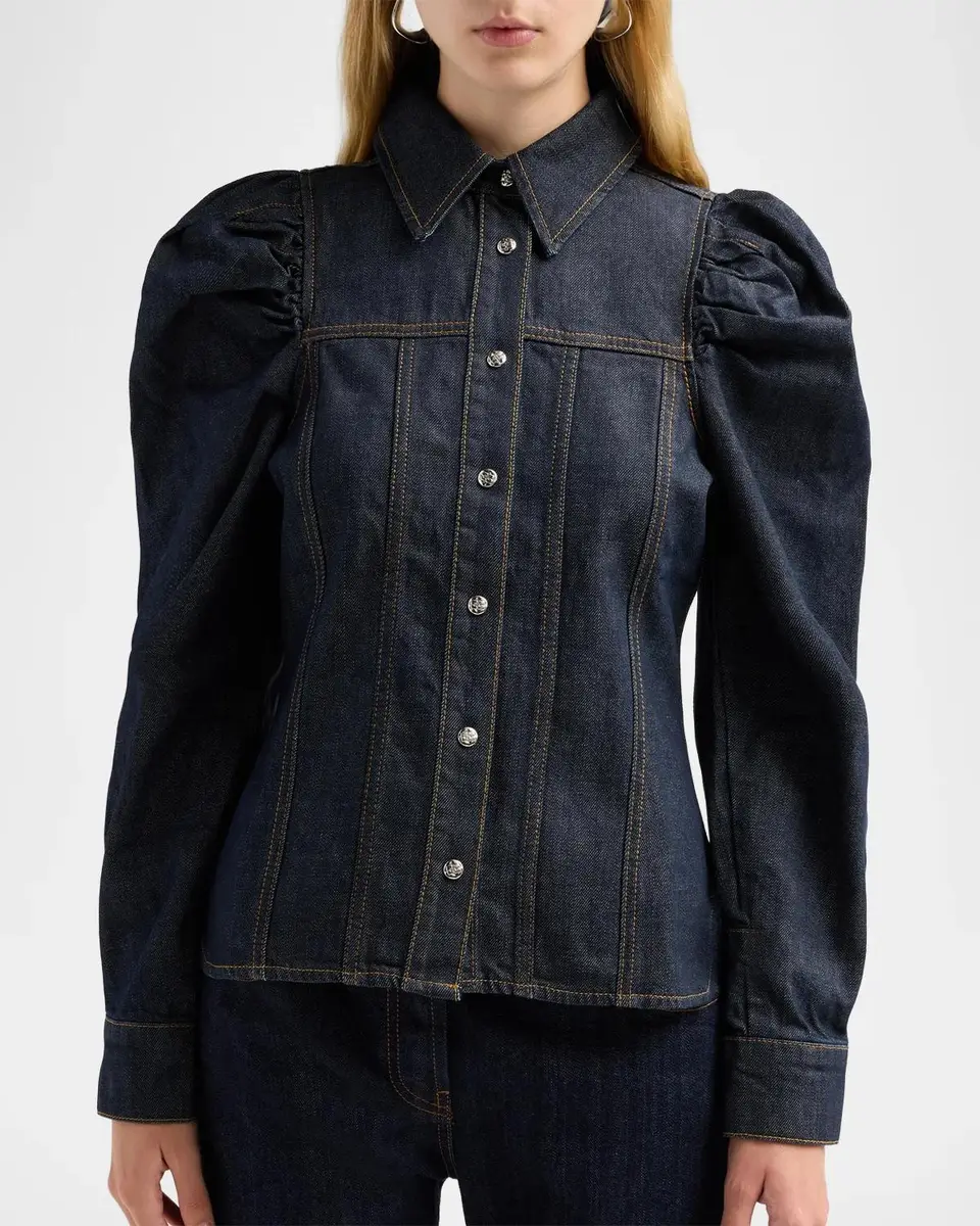 Ganni Slub Denim Shirt | Thumbnail 4 Ganni Slub Denim Shirt | Thumbnail 4