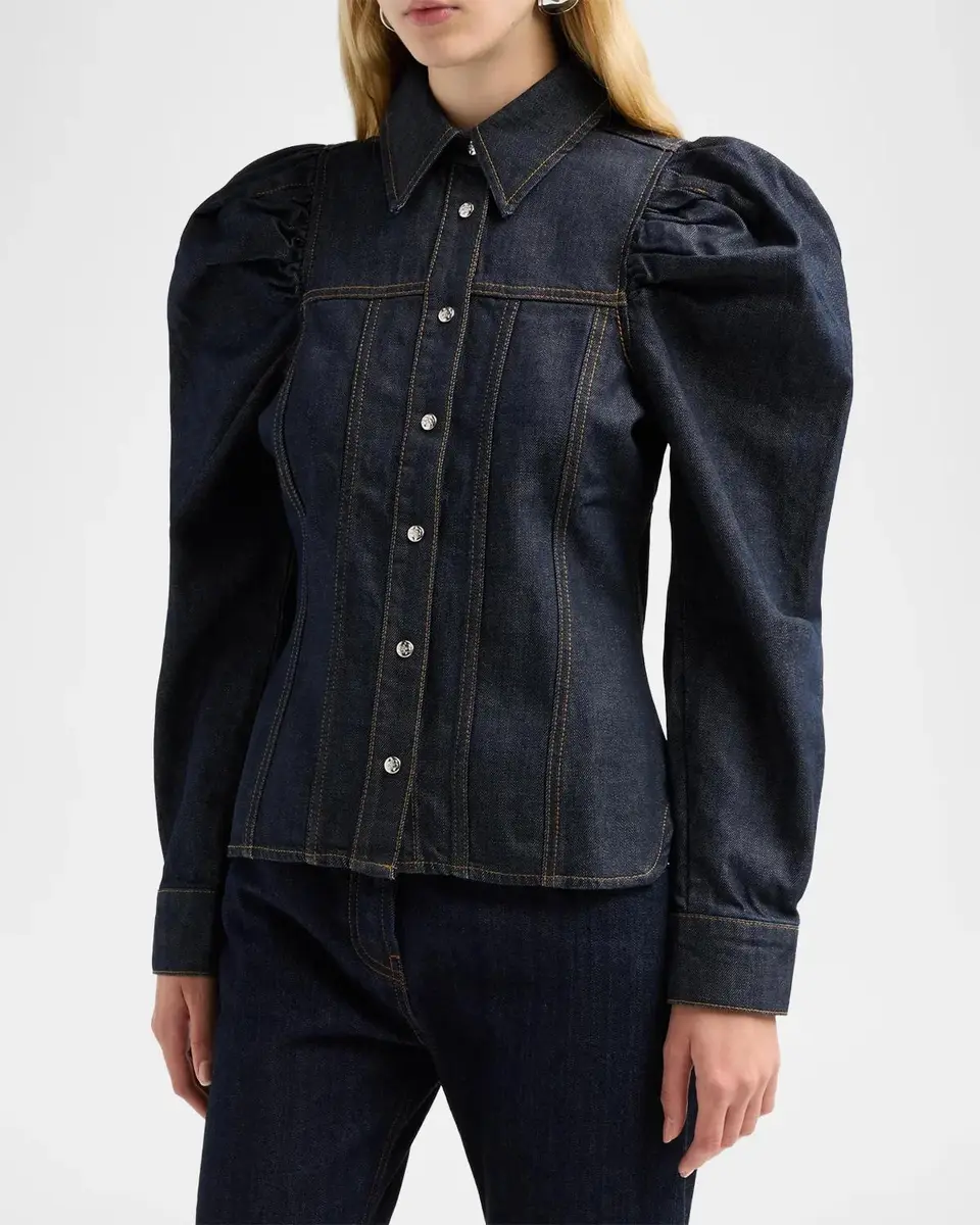 Ganni Slub Denim Shirt | Thumbnail 5 Ganni Slub Denim Shirt | Thumbnail 5