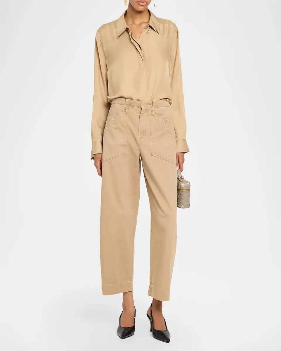 Vince Washed Cotton Twill Mid-Rise Utility Pants | Thumbnail 2 Vince Washed Cotton Twill Mid-Rise Utility Pants | Thumbnail 2
