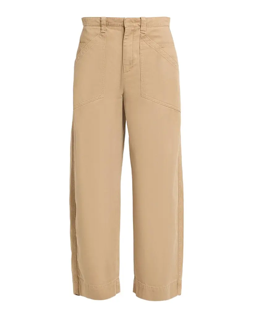 Washed Cotton Twill Mid-Rise Utility Pants
