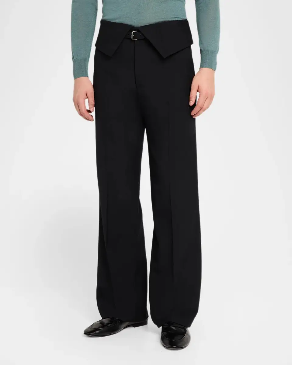Dries Van Noten Men's Preston Belted Wool Trousers | Thumbnail 4