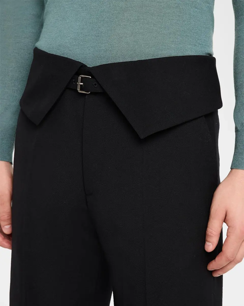 Dries Van Noten Men's Preston Belted Wool Trousers | Thumbnail 5