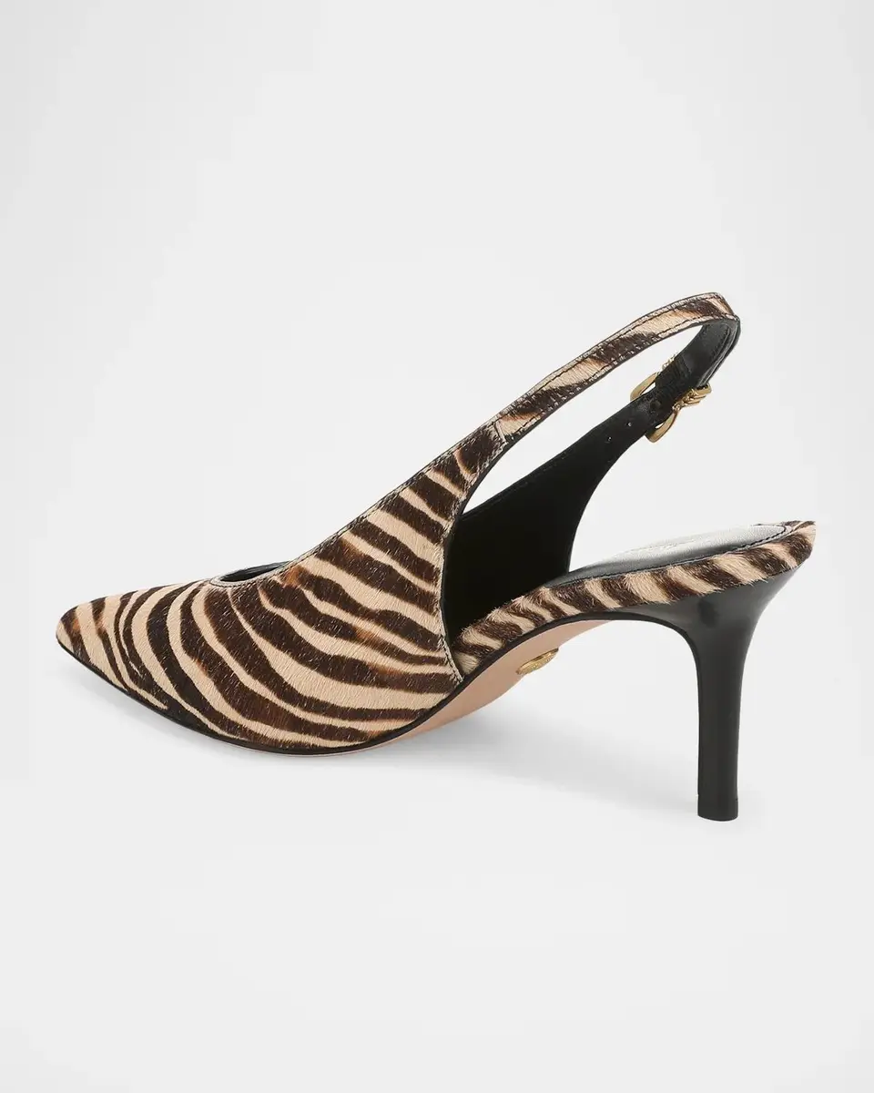 Veronica Beard Luciana 70MM Zebra-Print Calf Hair Slingback Pumps | Thumbnail 3 Veronica Beard Luciana 70MM Zebra-Print Calf Hair Slingback Pumps | Thumbnail 3