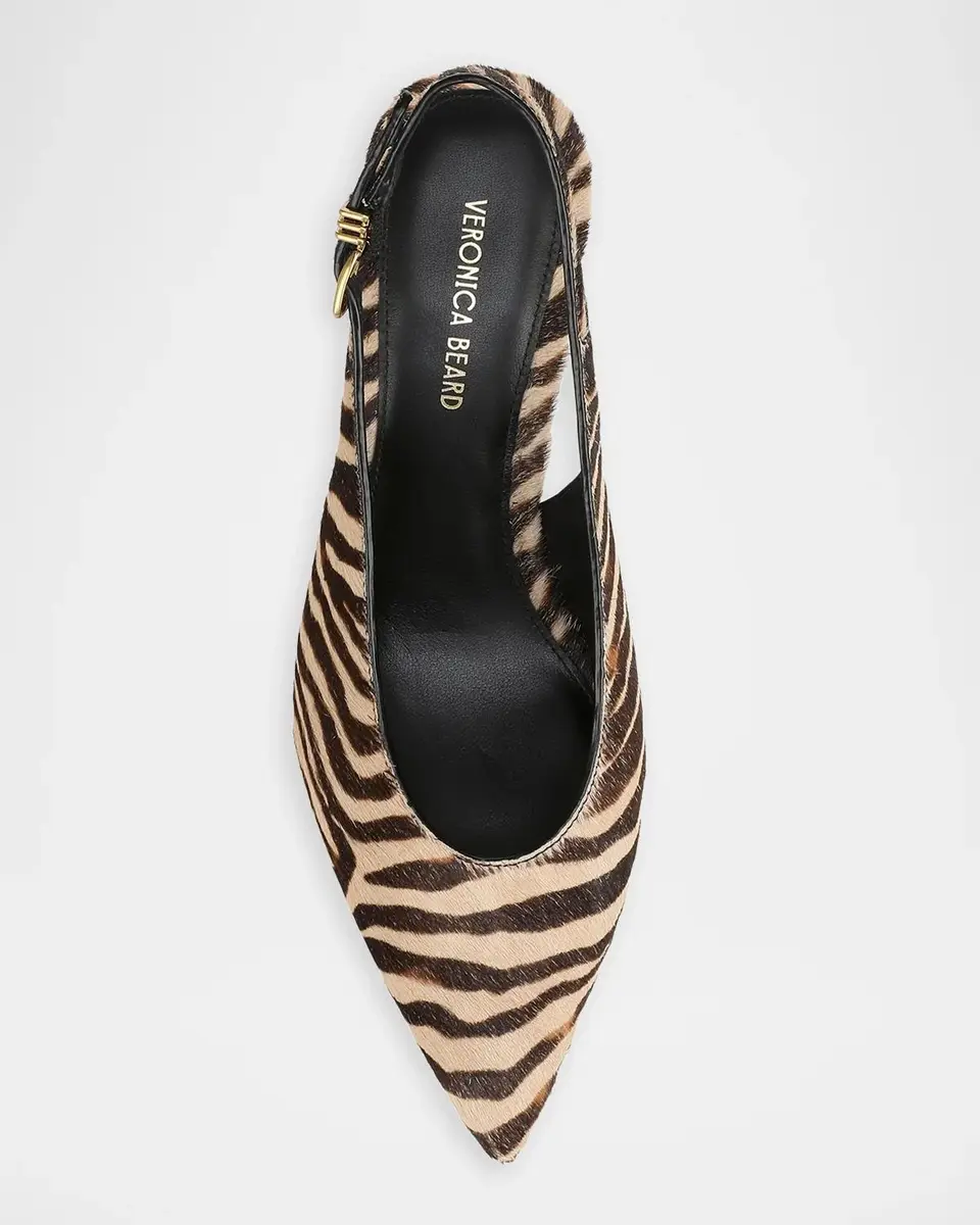 Veronica Beard Luciana 70MM Zebra-Print Calf Hair Slingback Pumps | Thumbnail 4 Veronica Beard Luciana 70MM Zebra-Print Calf Hair Slingback Pumps | Thumbnail 4