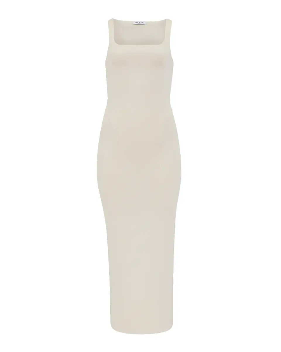 Alaïa Sleeveless Silk Bodycon Midi Dress | Thumbnail 2 Alaïa Sleeveless Silk Bodycon Midi Dress | Thumbnail 2
