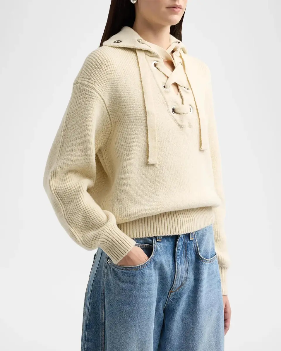 Isabel Marant Ydalia Laced Wool Rib Sweater | Thumbnail 4