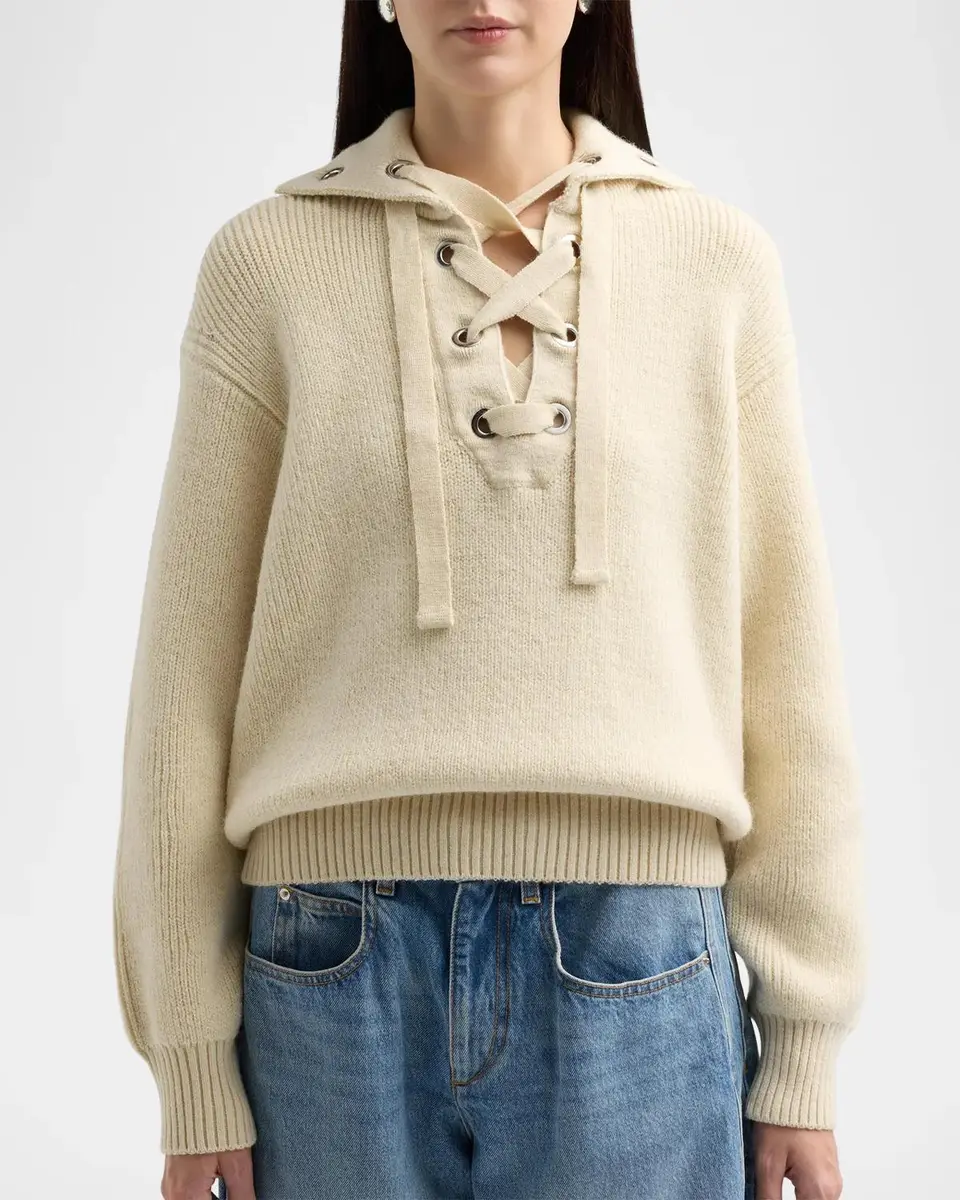 Isabel Marant Ydalia Laced Wool Rib Sweater | Thumbnail 5