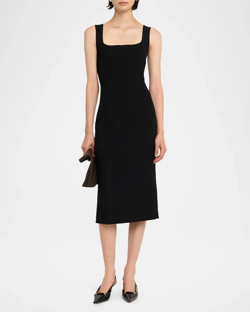 Dolce & Gabbana Sleeveless Slim Wool Crepe Mini Dress | Thumbnail 2