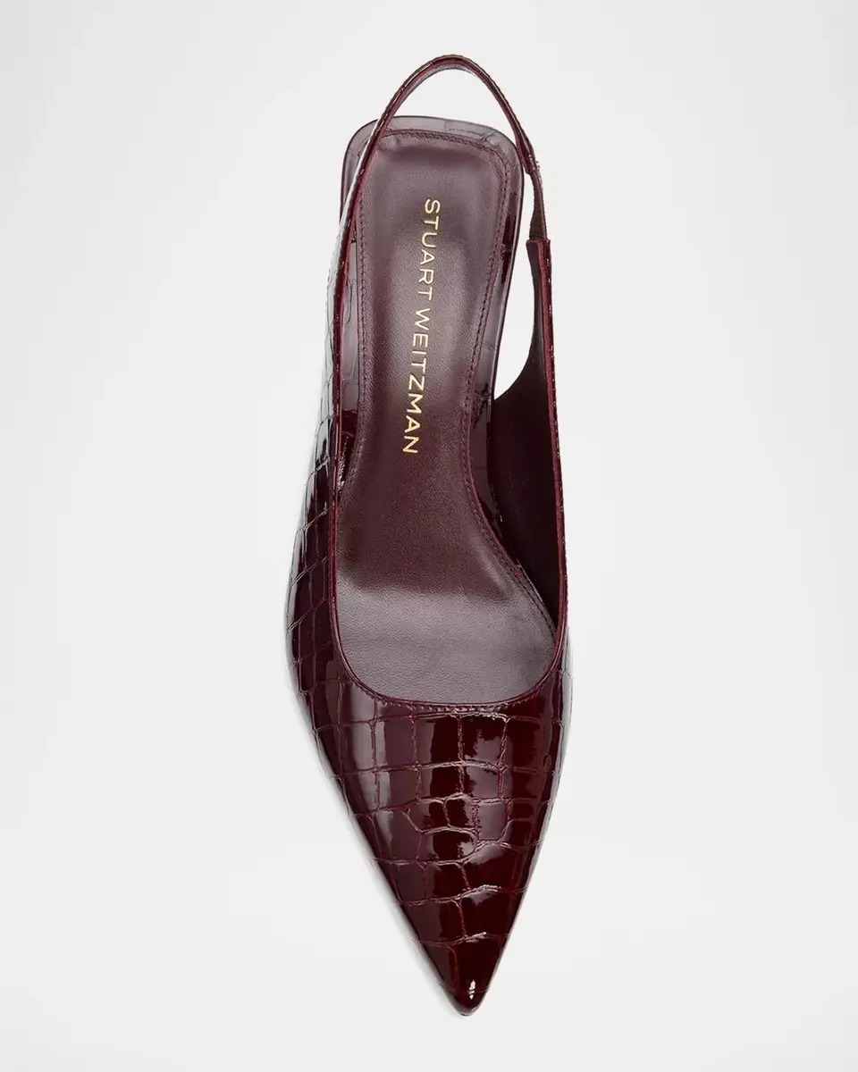 Stuart Weitzman Vinnie 50MM Croc-Embossed Leather Slingback Sandals | Thumbnail 6 Stuart Weitzman Vinnie 50MM Croc-Embossed Leather Slingback Sandals | Thumbnail 6