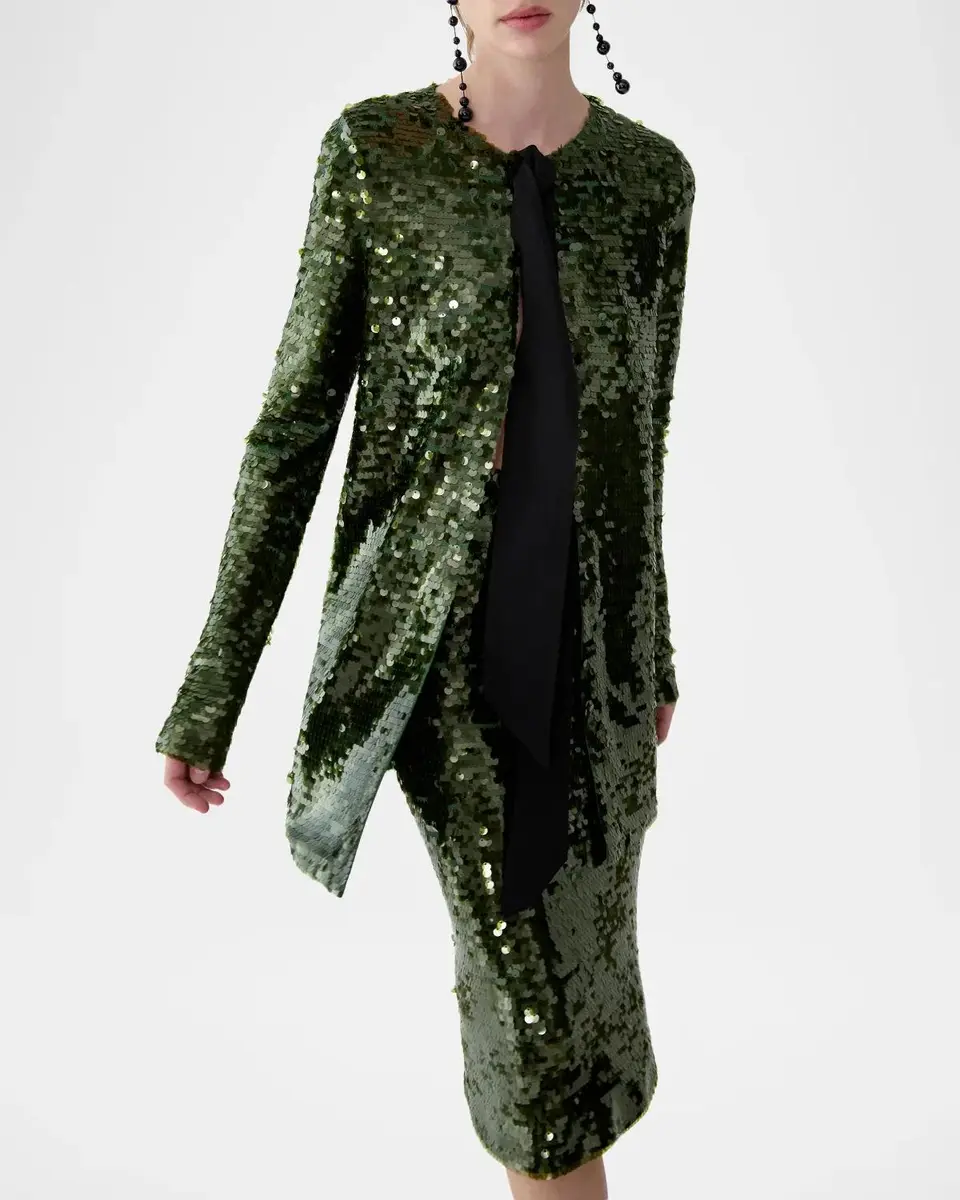 Carolina Herrera Sequin Embellished Long Cardigan | Thumbnail 4 Carolina Herrera Sequin Embellished Long Cardigan | Thumbnail 4