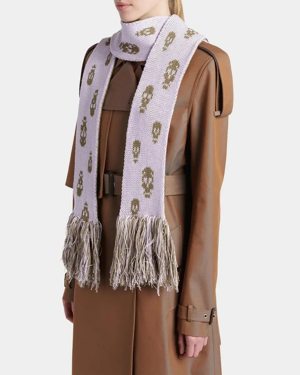 Alexander McQueen Skull Knit Cotton Tricot Scarf | Thumbnail 3 Alexander McQueen Skull Knit Cotton Tricot Scarf | Thumbnail 3