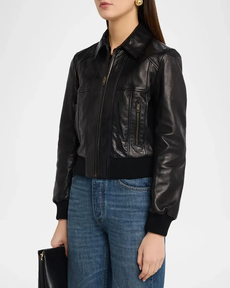 Nili Lotan Sue Leather Bomber Jacket | Thumbnail 4