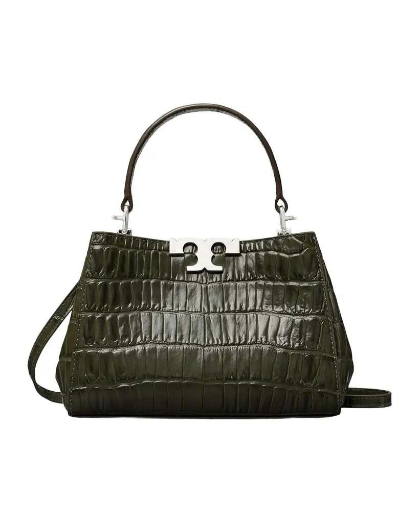 Tory Burch Eleanor Mini Croc-Embossed Satchel Bag