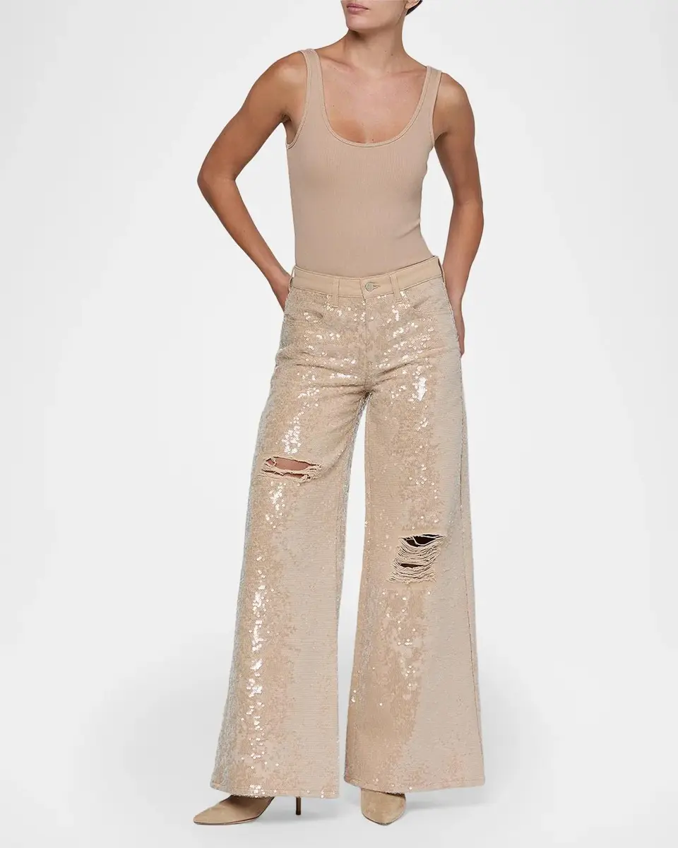 L'Agence Quincy Sequined Wide-Leg Jeans | Thumbnail 2 L'Agence Quincy Sequined Wide-Leg Jeans | Thumbnail 2