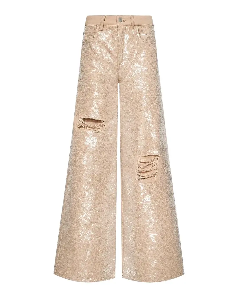 L'Agence Quincy Sequined Wide-Leg Jeans