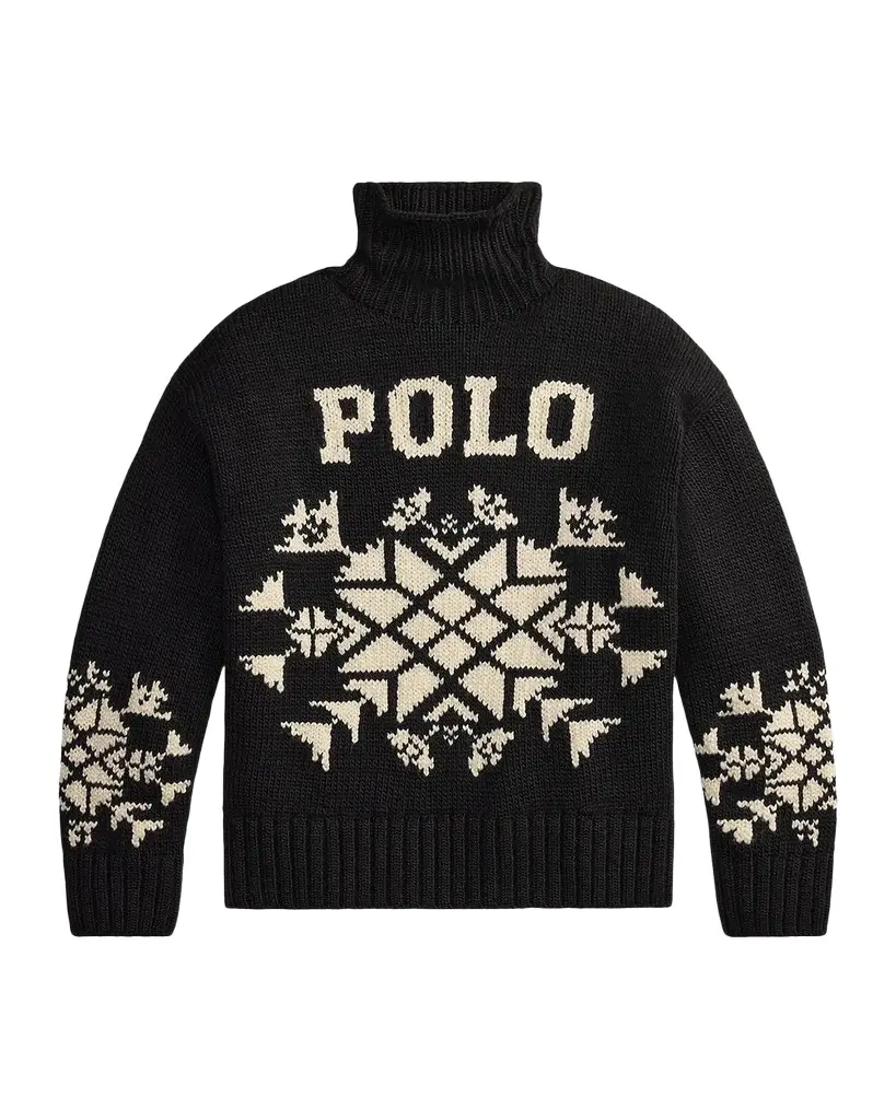 Snowflake Turtleneck Wool-Blend Sweater