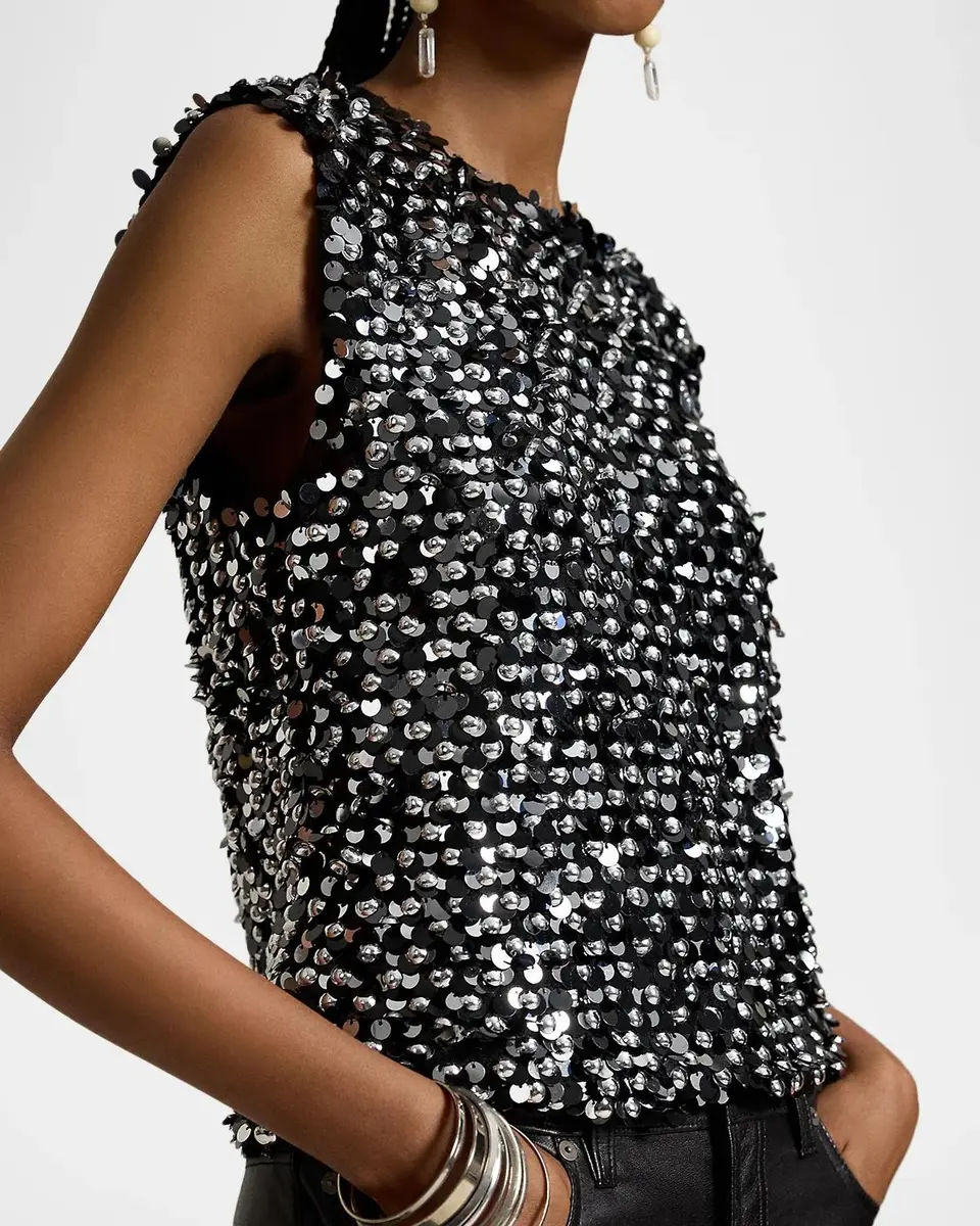 Polo Ralph Lauren Sequined Mesh Tank | Thumbnail 5 Polo Ralph Lauren Sequined Mesh Tank | Thumbnail 5
