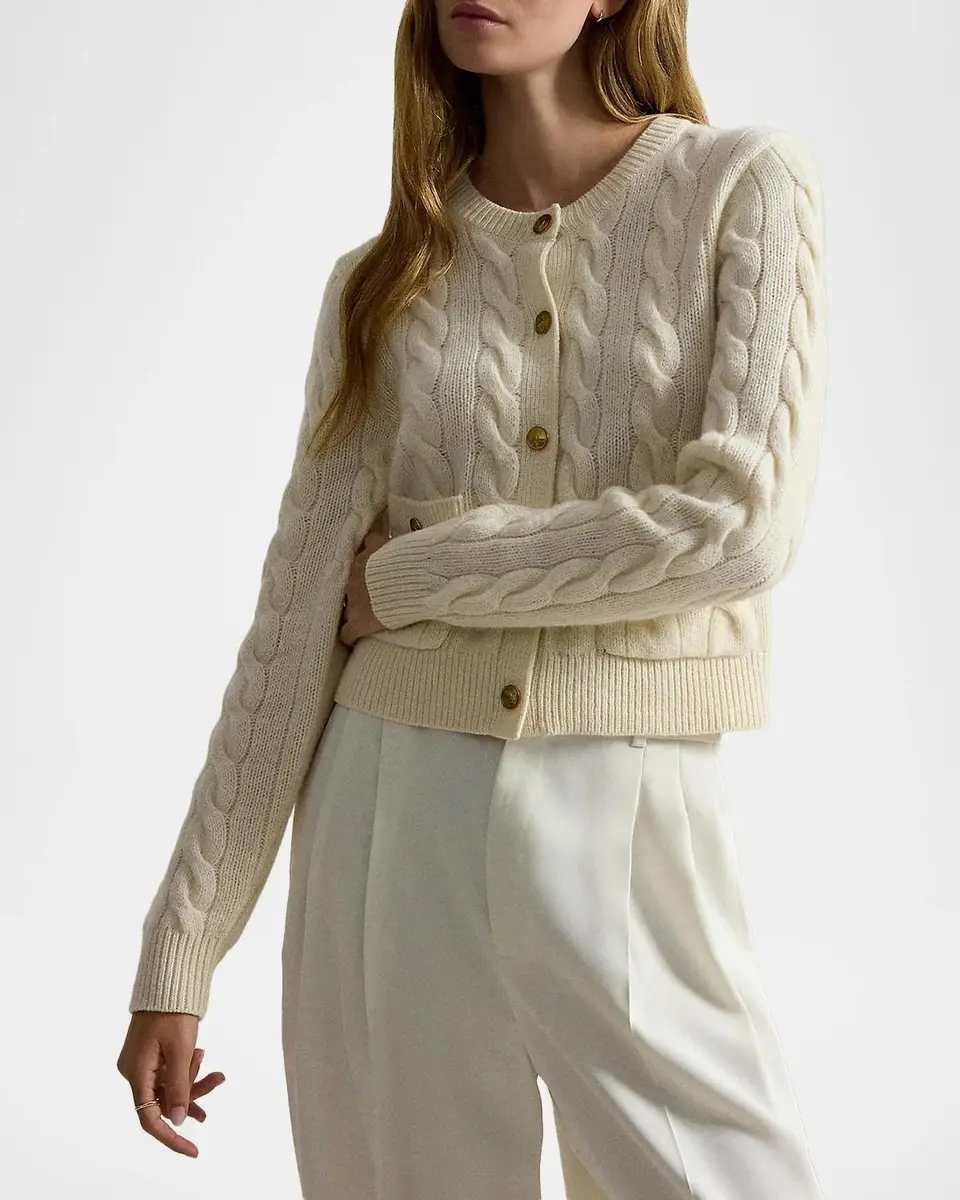 Ralph Lauren Cable-Knit Wool-Cashmere Crop Cardigan | Thumbnail 3 Ralph Lauren Cable-Knit Wool-Cashmere Crop Cardigan | Thumbnail 3