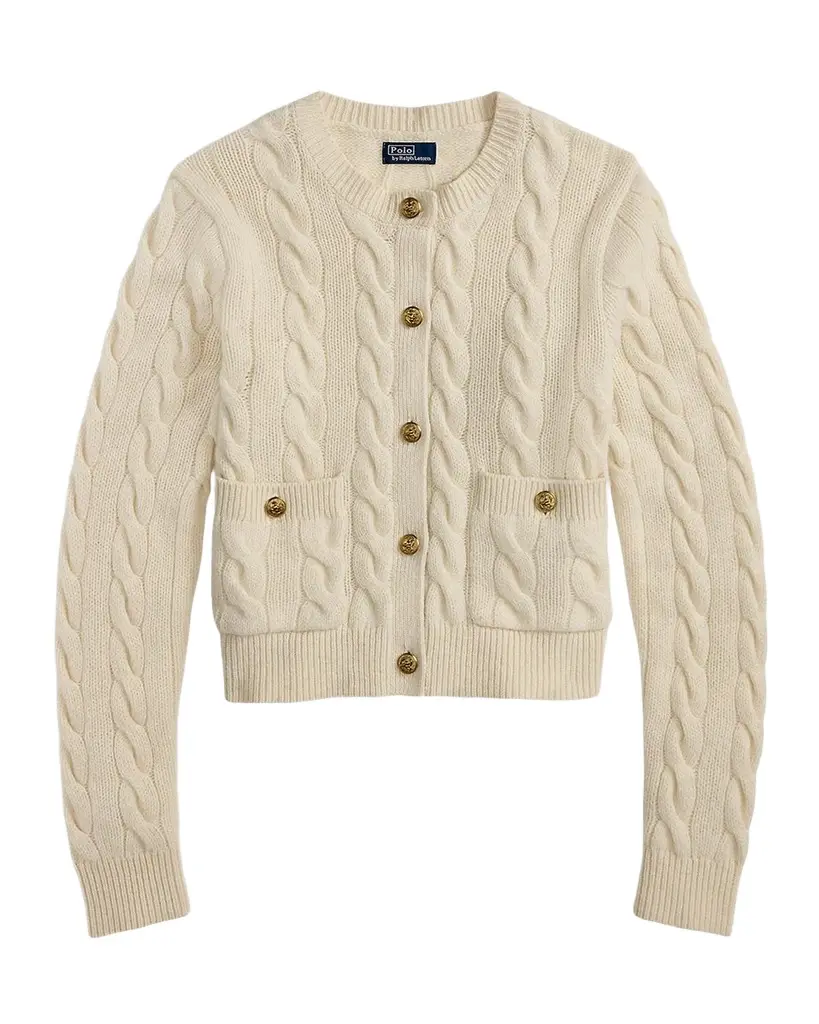 Cable-Knit Wool-Cashmere Crop Cardigan
